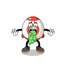 rocket mascot cartoon vomiting
