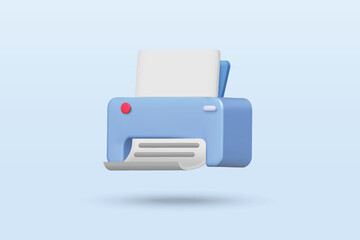 Printer icon on blue background. 3d vector illustration design. - obrazy, fototapety, plakaty