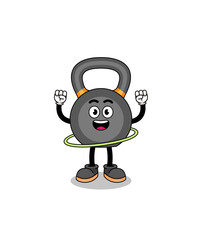 Character Illustration of kettlebell playing hula hoop