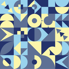 Abstract geometric Bauhaus pattern design. Vector circle, triangle and square lines color art design. Colorful Bauhaus background pattern.