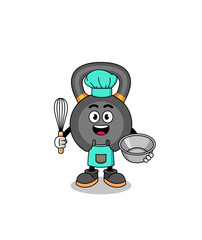 Illustration of kettlebell as a bakery chef