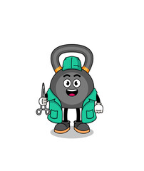 Illustration of kettlebell mascot as a surgeon