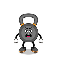 kettlebell cartoon illustration with angry expression