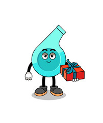 whistle mascot illustration giving a gift