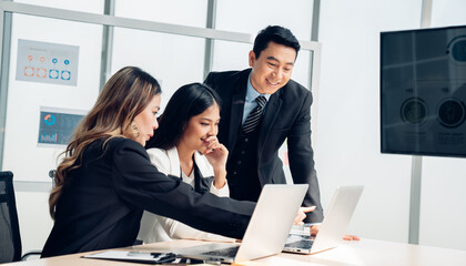 Group of professional business people are working and brainstorming discussed about work in conference room in the creative office.