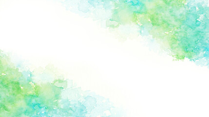 コピースペースのある夏をイメージした緑色の水彩フレーム　夏の背景イラスト　テクスチャ素材