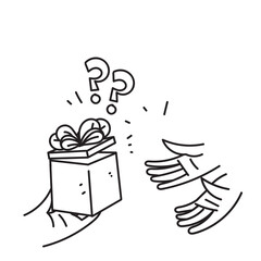 hand drawn doodle gift box with question mark illustration icon
