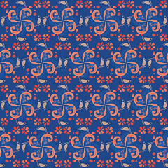 Floral Seamless Pattern Background Garden Nature Damask Aboriginal Ornament Art