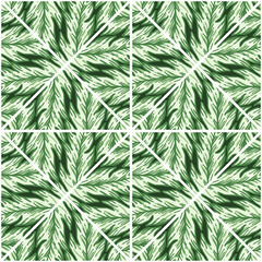 Creative leaves shape mosaic seamless pattern. Geometric botanical foliage endless wallpaper. Palm leaf tile.