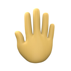 3D Illustration of hand sign emoticon on Transparent PNG Background. 3D Raised left hand emoticon.