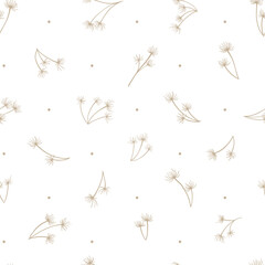Seamless background with dried grass. Beige pattern.