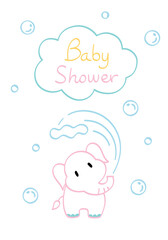 Baby shower card with elephant - hand drawn