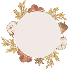 Elegant Autumn Fall Border Photo Frame Isolated PNG Clipart Illustration