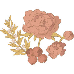 Autumn Fall Leaves Leaf  and Floral Flowers Clipart Illustration