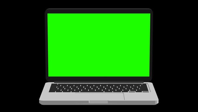 alpha channel file - Laptop with green screen popping out and zoom animation