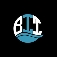 BII logo monogram isolated on circle element design template, BII letter logo design on black background. BII creative initials letter logo concept. BII letter design.
