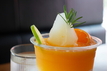 Yuzu orange lemonade frappe drink