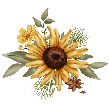 Yellow Flowers Sunflower PNG Clipart Illustration