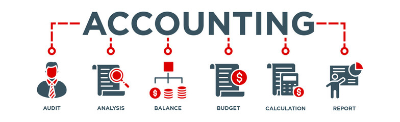 Fototapeta na wymiar Accounting Banner Web Icon for Business Company 