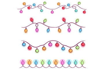 set of colorful light garland for christmas or birthday decoration