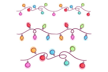 set of colorful light garland for christmas or birthday decoration