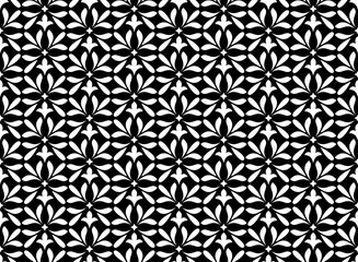 Flower geometric pattern. Seamless vector background. White and black ornament