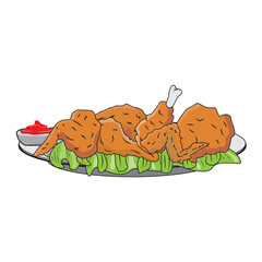 Chicken grilled and fried chicken vector illustration
