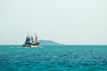 Big commercial Fishing Boat in the Ocean