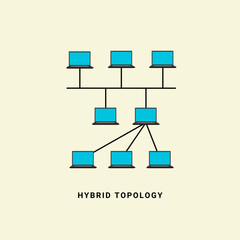 Hybrid topology network vector illustration, in computer network technology concept