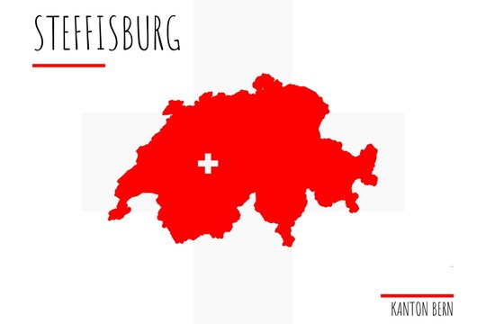 Steffisburg: Illustration einer Markierung der Stadt Steffisburg in den Umrissen der Schweiz im Kanton Bern