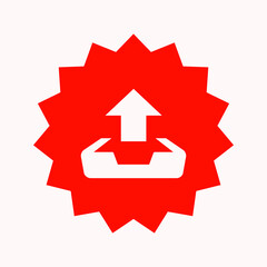 Red star uploads a flat icon