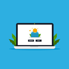 Online charity Donation flat vector illustration 