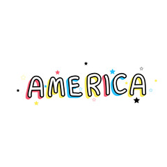 America hand drawing lettering vector illustration 