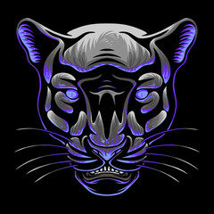 Vector Illustration Colorful Panther Head With Cool and Relaxed Pose Vintage Illustration