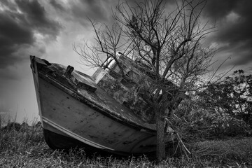old boat in the sea