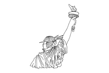 America's Statue of Liberty Line Art Vector
