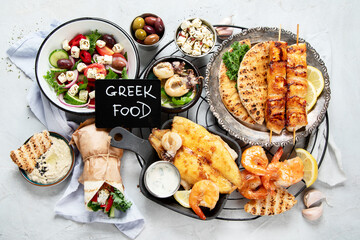Traditional greek food mix.