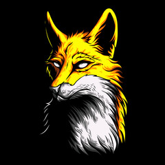 vector illustration The fox in a cool position turns its head backwards vintage illustration