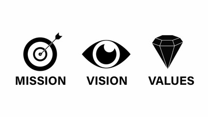 Obraz premium Mission. Vision. Values icon . Web page template. flat design, illustration