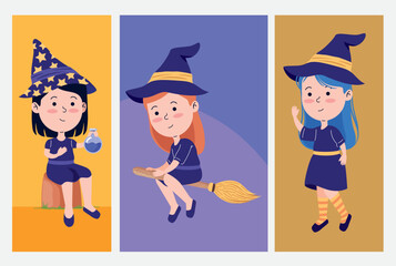 three halloween witches