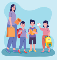 mother and kids purchasing