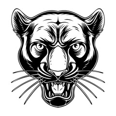 vector illustration Panther head with cool position and roaring black and white design