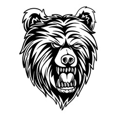 vector design scary bear on a centrimetric background black and white illustration