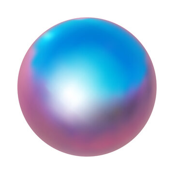 3d pink blue metal neon gradient shere render. Vector abstract ball. Futuristic iridescent holographic isometric shape