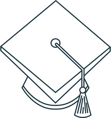 Graduation Cap Fat Icon Illustration