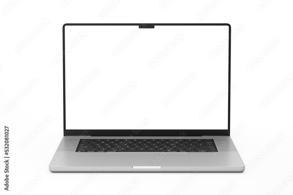 Poster single modern pro laptop notebook with 16 inch screen display realistic mockup in perspective view 3