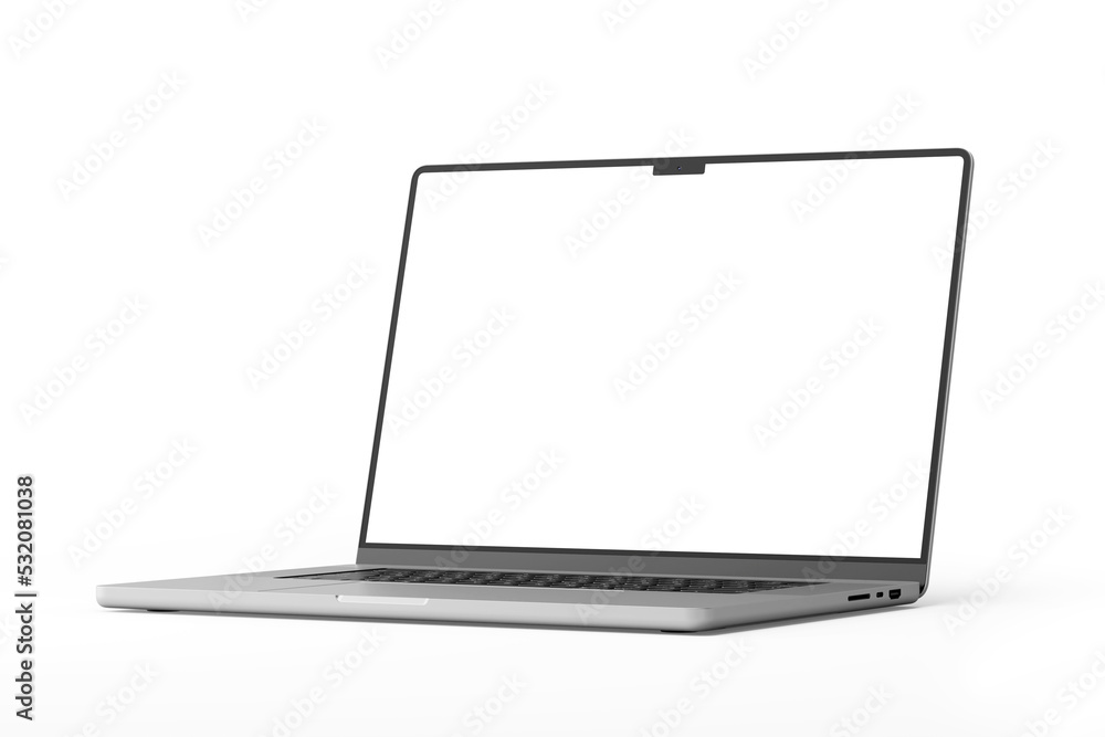 Poster modern notebook laptop pro with horizontal 16 inch screen display realistic mockup 3d rendering in s