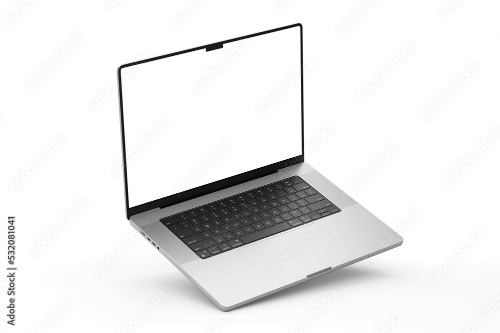 Poster clean and realistic laptop device pro with 16 inch lcd screen display realistic mockup isolated 3d r