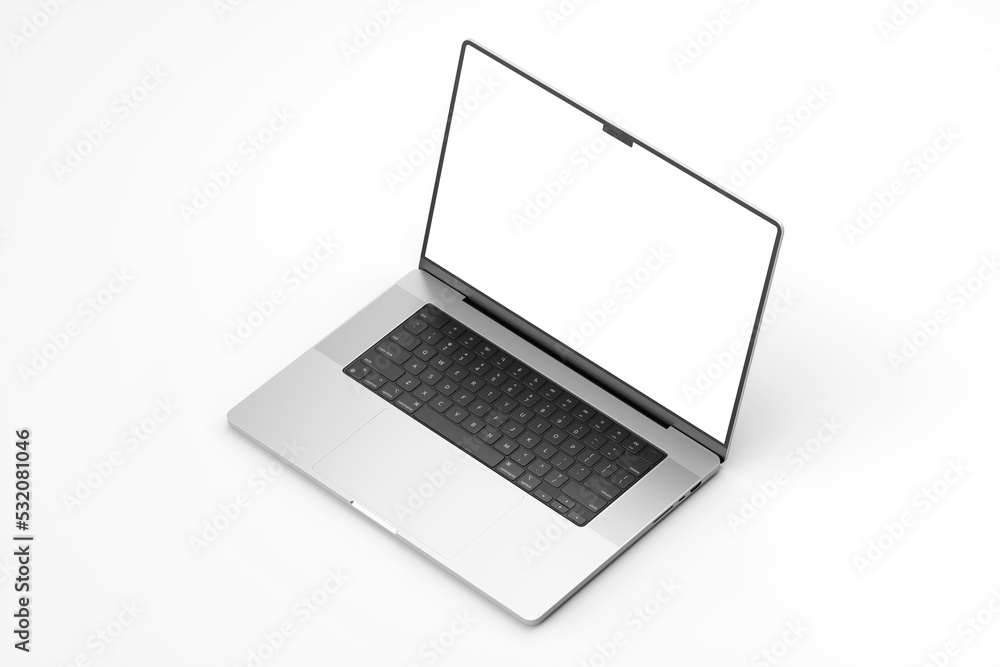 Poster realistic notebook laptop pro with 16 inch screen display isolated mockup template 3d rendering in i