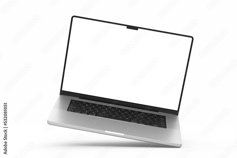 Poster laptop device pro with 16 inch horizontal lcd screen display realistic clean and sleek mockup isolat